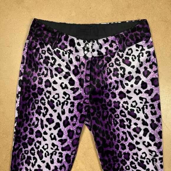 Vintage Lip Service Freaks in Fur Purple Leopard Print Pants Y2K Mall Goth Faux - Picture 3 of 16
